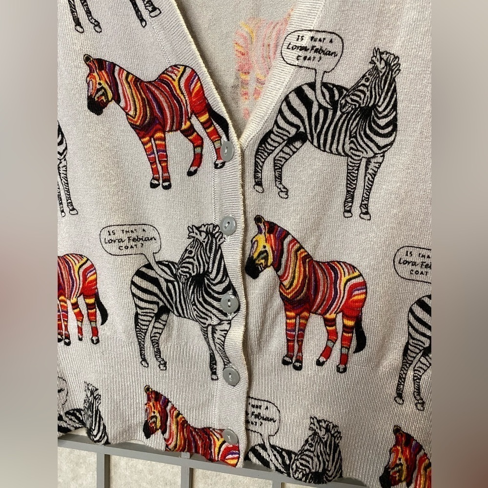 Star Shop London - grey button up sweater with zebras - small - Picture 2 of 4